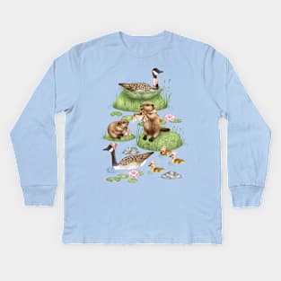 Fresh Morning on a Whimsical Canadian Lake Kids Long Sleeve T-Shirt